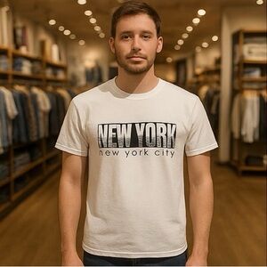 Gildan White New York Graphic Tee